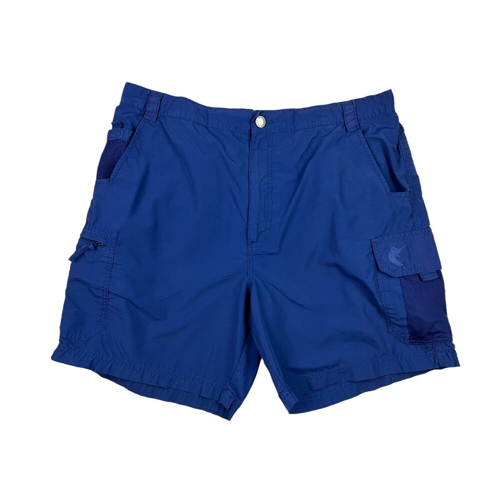 Reel Legends Men's Blue Lightweight Nylon Blend Tarpon Cargo Shorts Size XL